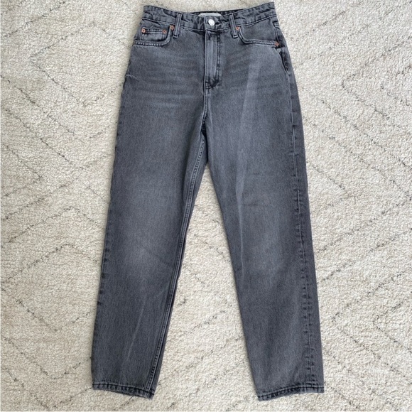 Zara The 90's Mom Fit High Rise Straight Tapered Denim Gray Jeans Size 4 - Picture 1 of 9